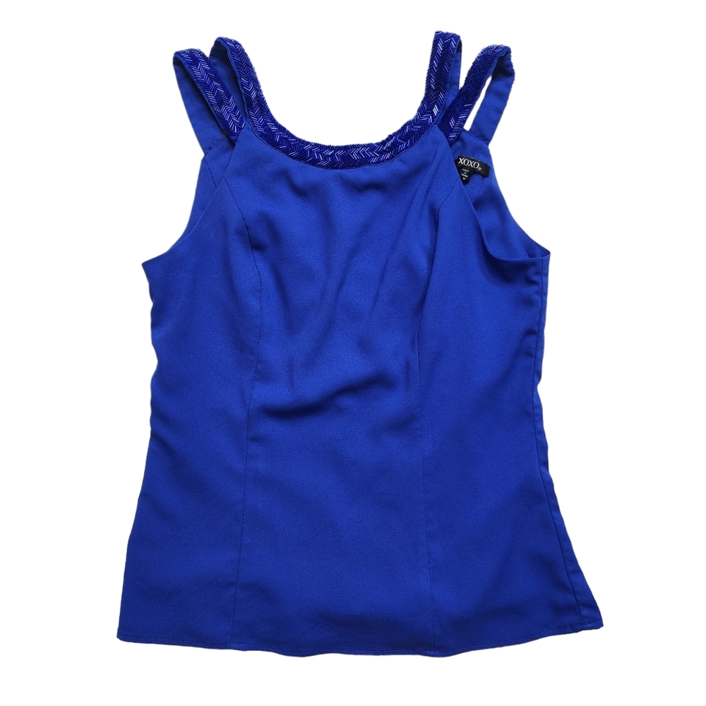 XOXO Women's Beaded Cutout Zipper Back Sleeveless Blouse size medium